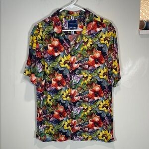 Denim & Flower Men's Vibrant Floral Shirt - Red, Yellow, Green